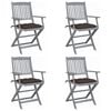 vidaXL Cadeiras exterior dobr&aacute;veis c/ almofad&otilde;es 4 pcs ac&aacute;cia maci&ccedil;a