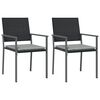 vidaXL Cadeiras jardim c/ almofad&otilde;es 2 pcs 54x62,5x89 cm vime PE preto
