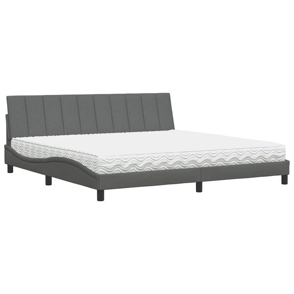 vidaXL Cama com colch&atilde;o Hanko 200x200 cm tecido cinzento-escuro