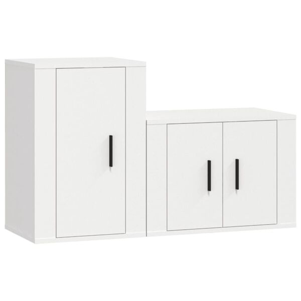 vidaXL 2 pcs conjunto m&oacute;veis de TV derivados de madeira branco