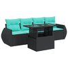 vidaXL 5 pcs conjunto sof&aacute;s de jardim com almofad&otilde;es ac&aacute;cia e vime PE