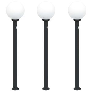 vidaXL Lumin&aacute;rias de balizamento com sensor, 3 unidades, 120 cm, pretas, IP44