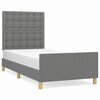 vidaXL Estrutura de cama c/ cabeceira tecido 90x190 cm cinza-escuro