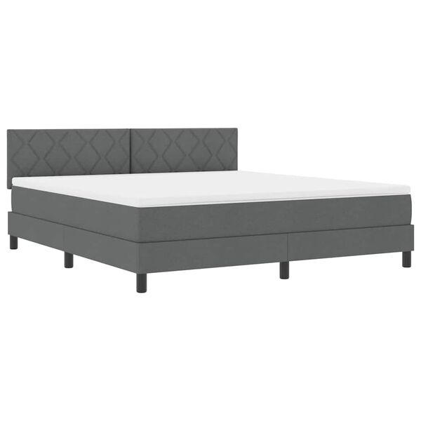 vidaXL Cama Box com colch&atilde;o Cinzento escuro 180 x 200 cm tecido