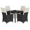vidaXL 5 pcs conjunto de jantar p/ jardim c/ almofad&otilde;es vime PE preto