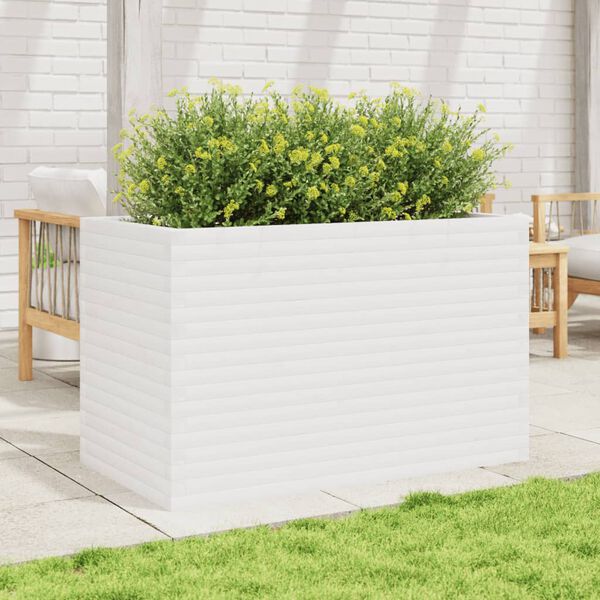 vidaXL Vaso/floreira de jardim 110x60x68,5 cm pinho maci&ccedil;o branco