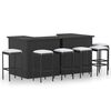 vidaXL 8 pcs conjunto de bar p/ jardim com almofad&otilde;es vime PE preto