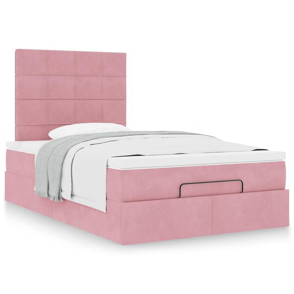 moldura de cama otomana vidaXL com colch&otilde;es rosa 120x190 cm Veludo