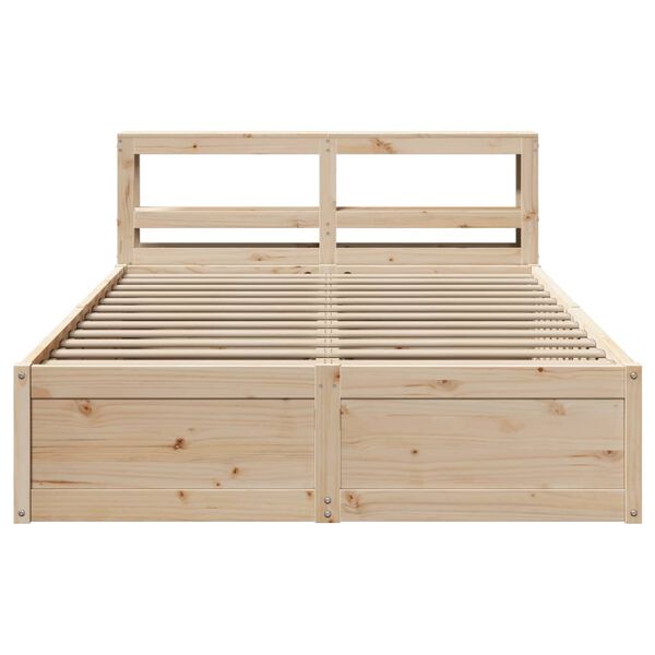 vidaXL Estrutura de cama com cabeceira 160x200 cm pinho maci&ccedil;o