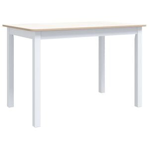 vidaXL Mesa jantar 114x71x75cm madeira seringueira branco e castanho