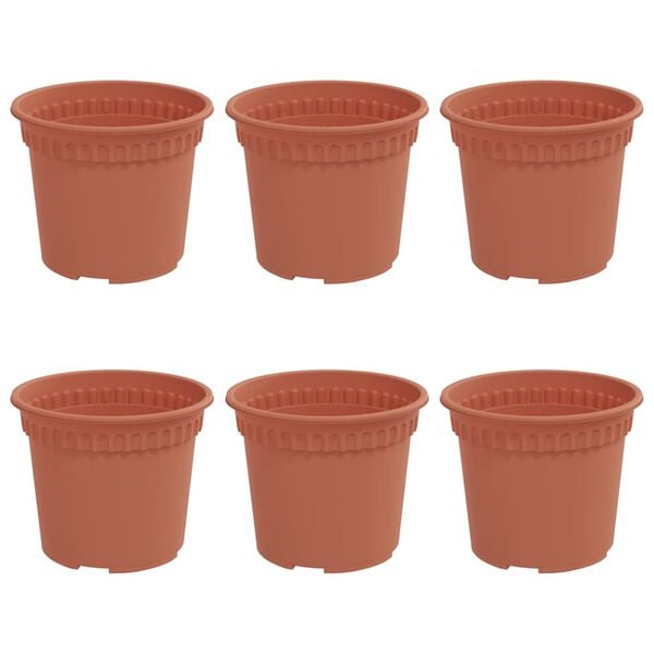 vidaXL Vaso Redondo para Flores 6 pcs Vermelho Tijolo &Oslash; 12,5 x 10 cm