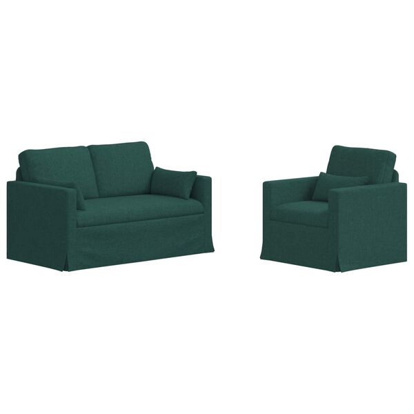 vidaXL Sof&aacute; 120cm 2 pcs Verde Escuro Metal