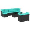 vidaXL Conjunto de sof&aacute; de jardim com 10 pe&ccedil;as e almofadas em rattan sint&eacute;tico preto