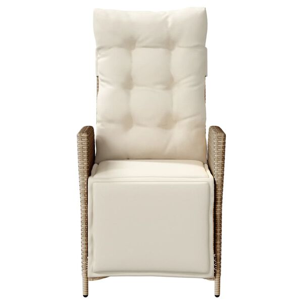 vidaXL Cadeira de jardim reclinável c/ apoio para os pés vime PE bege