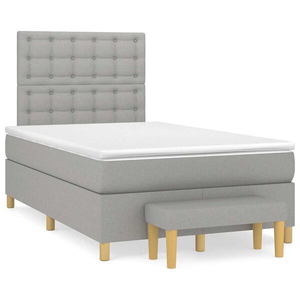 vidaXL Cama boxspring com colch&atilde;o 120x190 cm tecido cinzento-claro
