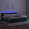 vidaXL Cama box spring c/ colch&atilde;o/LED 200x200 cm veludo verde-escuro