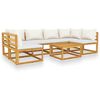 vidaXL 7 pcs conjunto lounge jardim c/ almofad&otilde;es ac&aacute;cia maci&ccedil;a creme