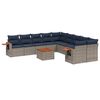 vidaXL 11 pcs conjunto sof&aacute;s de jardim c/ almofad&otilde;es vime PE cinzento