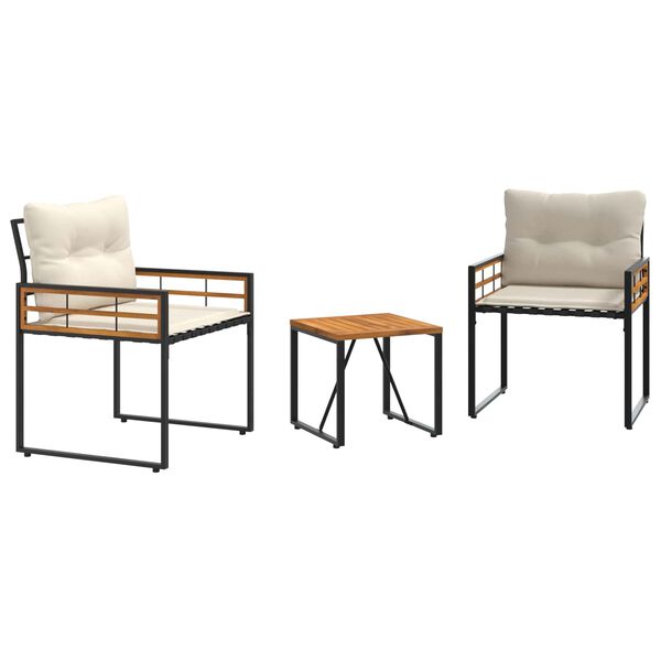 vidaXL Conjunto de M&oacute;veis para Exterior com almofada 3 pcs Creme