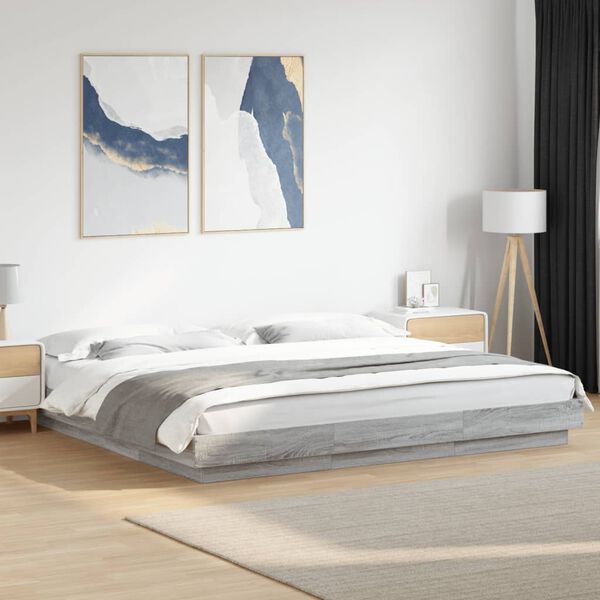 vidaXL Estrutura de cama 180x200 cm derivados de madeira cinza sonoma