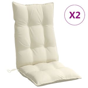 vidaXL Almofad&otilde;es p/ cadeira encosto alto 2pcs tecido oxford cor creme