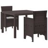vidaXL Conjunto de Jantar para Jardim 3 pcs Castanho Polipropileno