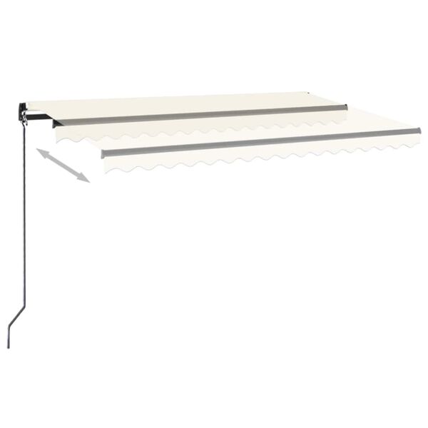 vidaXL Toldo retr&aacute;til manual com LED 450x350 cm cor creme
