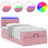 vidaXL Cama otomana com colch&atilde;o & LEDs 80x200cm veludo rosa