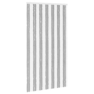 vidaXL Cortina de Insetos Chenille Cinza e Branco 118 x 220 cm 100% PP