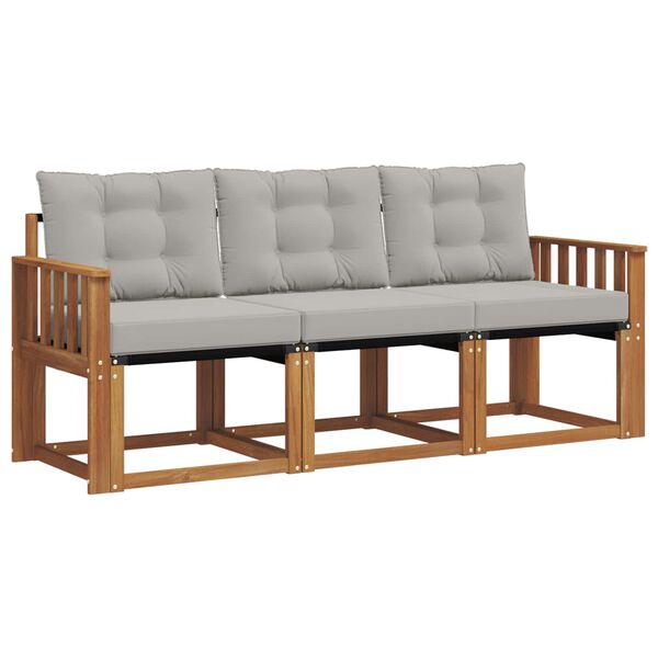 vidaXL Conjunto de Sof&aacute;s para Exterior 3 pcs Cinza Natural e Claro