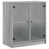 vidaXL Arm&aacute;rio de apoio c/ portas de vidro 68x37x75,5 cm cinza sonoma