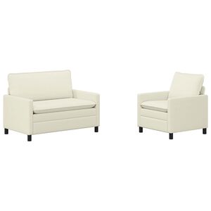 vidaXL Conjunto de Sof&aacute;s 2 unid. Creme Tecido