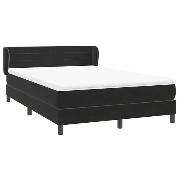 vidaXL Cama com molas/colch&atilde;o 160x220 cm veludo preto