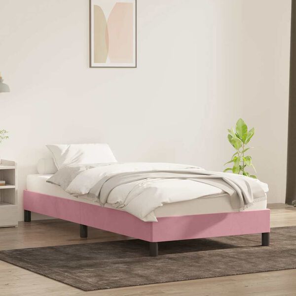 vidaXL Estrutura de cama com colchão 80x220 cm veludo rosa