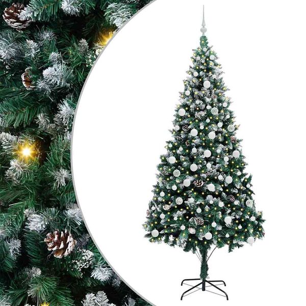 vidaXL &Aacute;rvore de Natal Artificial Verde 210 cm PVC, A&ccedil;o e Pl&aacute;stico