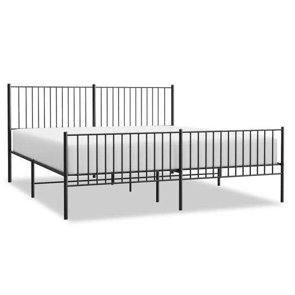 vidaXL Estrutura de cama com cabeceira e pés 200x200 cm metal preto