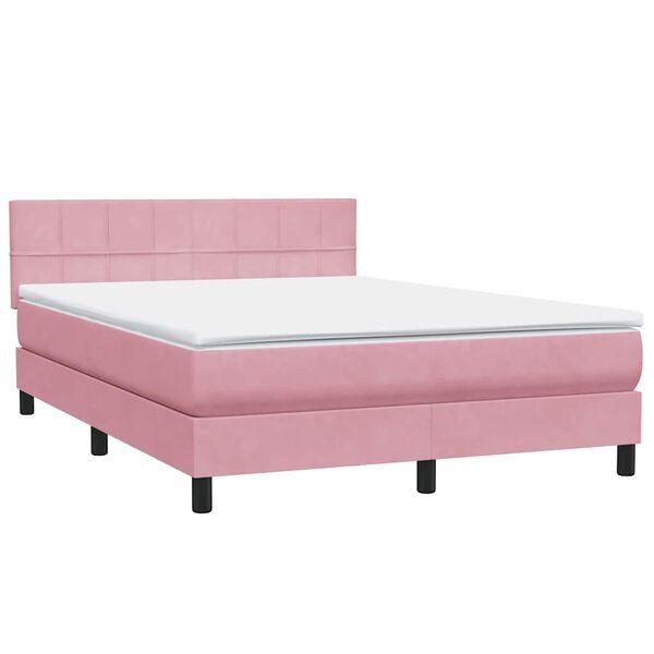 vidaXL Cama box spring com colch&atilde;o 160x210 cm veludo rosa