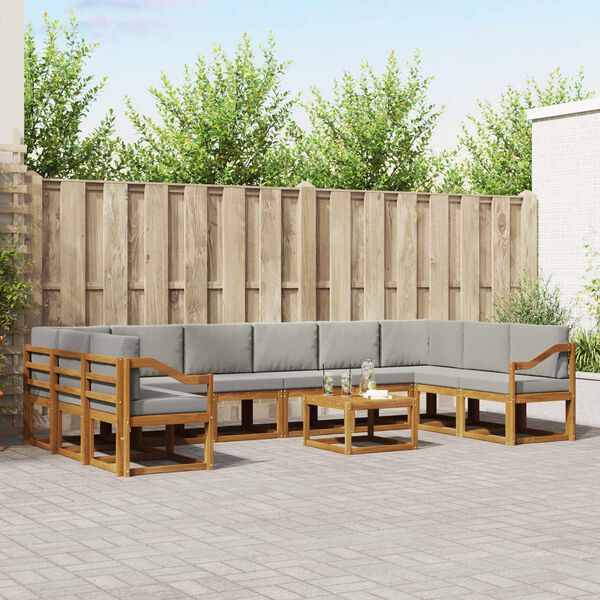vidaXL Conjunto de Sof&aacute;s para Exterior 11 pcs Cinza Natural e Claro