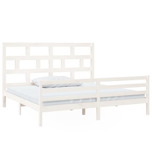 vidaXL Estrutura de cama 200x200 cm madeira de pinho maciça branco