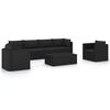 vidaXL 7 pcs conjunto lounge de jardim c/ almofad&otilde;es vime PE preto