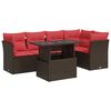 vidaXL 6 pcs conj. sof&aacute;s jardim c/ almofad&otilde;es vime PE/ac&aacute;cia castanho
