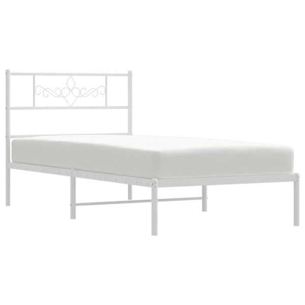 vidaXL Estrutura de cama sem colch&atilde;o com cabeceira 75x190 cm branco