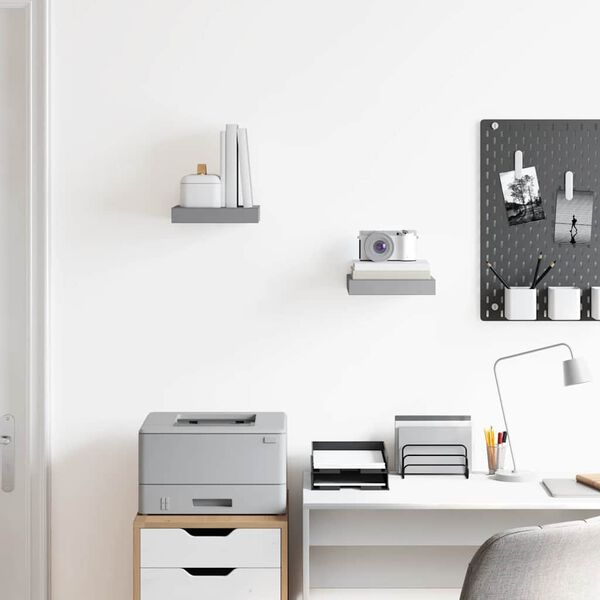 vidaXL Prateleiras de parede suspensas 2 pcs 23x23,5x3,8cm MDF cinza