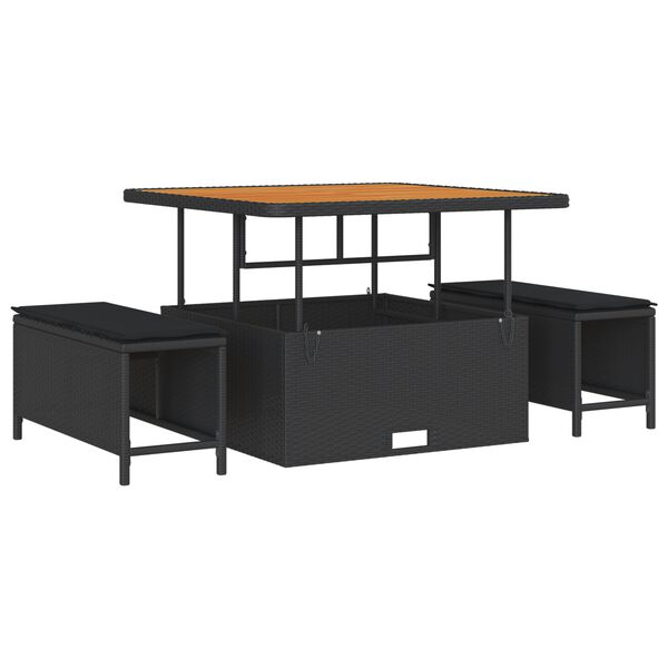 vidaXL Conjunto de Sof&aacute; de Jardim com almofada 8 pcs Preto