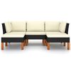vidaXL 5 pcs conjunto lounge de jardim c/ almofad&otilde;es vime PE preto