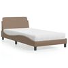 vidaXL Cama com colch&atilde;o Dover 100x200 cm couro artificial cappuccino