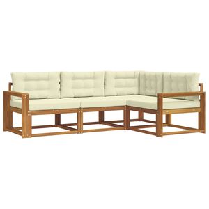 vidaXL Conjunto de Sof&aacute;s para Exterior 4 pcs Natural e Creme