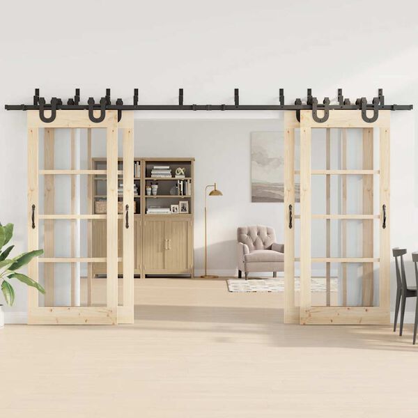 vidaXL Kit de ferragens para porta deslizante 400 cm aço preto