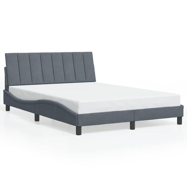 vidaXL Estrutura de cama sem colch&atilde;o Hanko 140x200 cm veludo cinzento-escuro