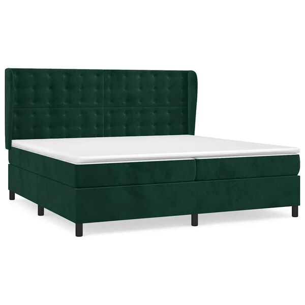 vidaXL Cama com molas/colch&atilde;o 200x200 cm veludo verde-escuro